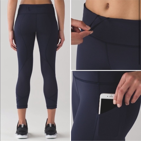 Lululemon Pace Rival Crop Leggings Midnight Navy Blue - Picture 2 of 14